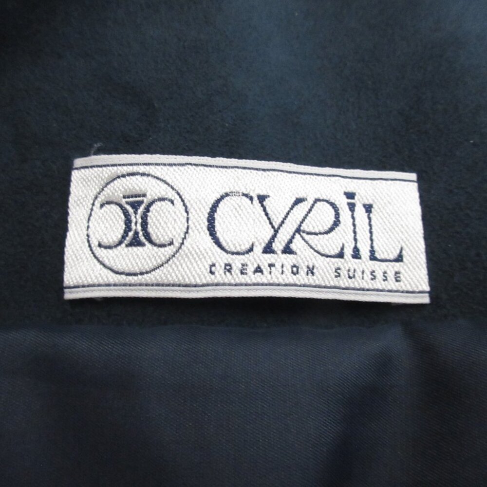 Cyril Creation Suisse Navy Blue Trench Coat Sz 8 Overcoat Faux Suede Germany Vtg View 3